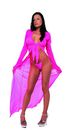 Mesh Long Dress Set - Fuschia